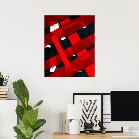 Rood Abstract Poster (Thuiskantoor)