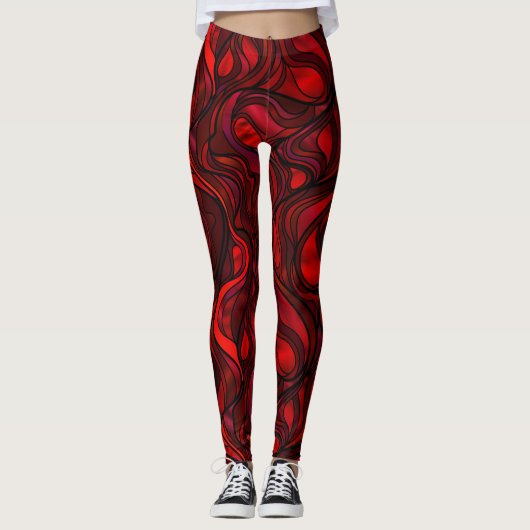 Rood Abstract regenboogontwerp Leggings (Voorkant)