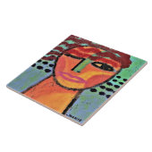 Rood Abstract Schilderen van een Vrouw op OSB Boar Tegeltje (Zijkant)