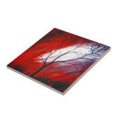 Rood Abstract Tree Artwork Keramische Tegel Tegeltje (Zijkant)
