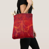 Rood Abstract Vlinder Grunge Art Tote Bag (Dichtbij)