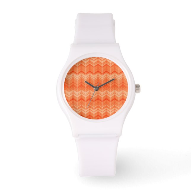 Rood abstract zigzagpatroon horloge (Voorkant)