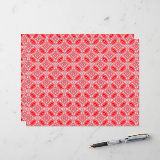 Rood Abstracte bloemvormen (Voorkant / Achterkant in situ)