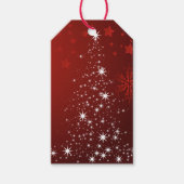 Rood achtergrond met kerstboom met ster cadeaulabel (Voorkant)