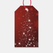Rood achtergrond met kerstboom met ster cadeaulabel (Achterkant)