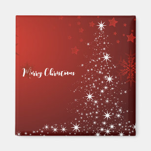 Rood achtergrond met kerstboom met ster magneet