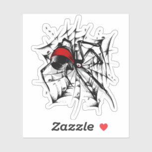 Rood achterspinweb Aangepaste vinylsticker Sticker