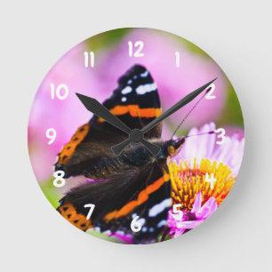 Rood-admiraal Butterfly Acrylmuurklok Ronde Klok