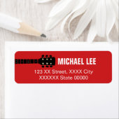 Rood adreslabel voor gitaarspeler of muziekwinkel etiket (Insitu)