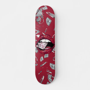 Rood afbeelding gebroken glazen lippen persoonlijk skateboard