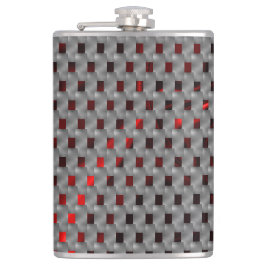 Rood afbeelding onder grijze borden, rechthoekige  heupfles