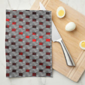 Rood afbeelding onder grijze borden, rechthoekige  theedoek (Quarter Fold)