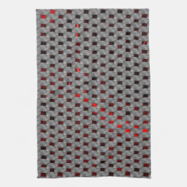 Rood afbeelding onder grijze borden, rechthoekige  theedoek
