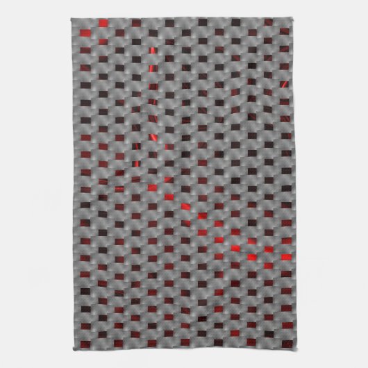 Rood afbeelding onder grijze borden, rechthoekige  theedoek (Verticaal)