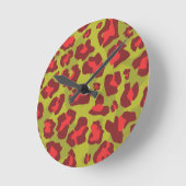 Rood afdrukken van luipaarden in rood, olijfgroen ronde klok (Hoek)