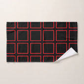 Rood afgedekte vierkantjes zwart bad handdoek (Handdoek)