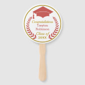 Rood Afstudeerder Pet Afstuderen Foto hand Fan Handwaaier (Voorkant)