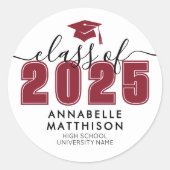Rood afstudeerdiploma Afstuderen Ronde Sticker (Voorkant)