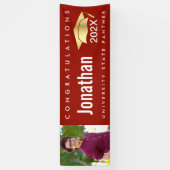 Rood afstuderen 1 foto goud pet modern vet eenvoud spandoek (Verticaal)