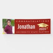 Rood afstuderen 1 foto goud pet modern vet eenvoud spandoek (Horizontaal)