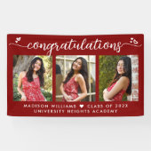 Rood Afstuderen 3 Foto Moderne kalligrafie Harten Spandoek (Horizontaal)