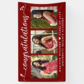 Rood Afstuderen 3 Foto Moderne kalligrafie Harten Spandoek (Verticaal)