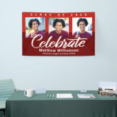 Rood Afstuderen 3 Foto vet Script Modern Minimal Spandoek (Beurs)