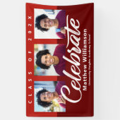 Rood Afstuderen 3 Foto vet Script Modern Minimal Spandoek (Verticaal)