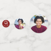 Rood Afstuderen 3 Foto vet Script Pet minimalistis Confetti (Achterkanten)