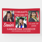 Rood Afstuderen 3 Fotocollagecongratie Hoger Spandoek (Horizontaal)
