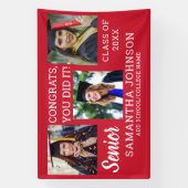 Rood Afstuderen 3 Fotocollagecongratie Hoger Spandoek (Verticaal)