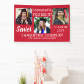 Rood Afstuderen 3 Fotocollagecongratie Hoger Spandoek (Insitu)
