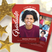 Rood Afstuderen 4 Foto Bold Arch Script Modern Aankondiging