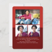 Rood Afstuderen 4 Foto Bold Arch Script Modern Aankondiging (Achterkant)