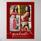 Rood Afstuderen 4 Fotoscript Hearts Modern Girly Poster (Voorkant)
