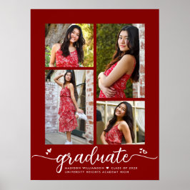 Rood Afstuderen 4 Fotoscript Hearts Modern Girly Poster