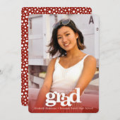 Rood afstuderen aangepaste foto vet eenvoudig mode aankondiging (Voorkant / Achterkant)