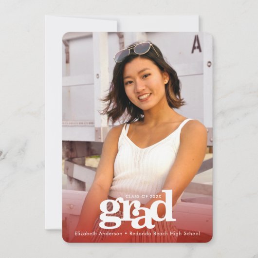 Rood afstuderen aangepaste foto vet eenvoudig mode aankondiging (Voorkant)