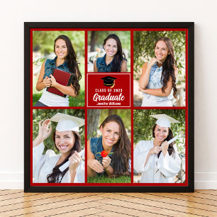 Rood Afstuderen Foto Collage Afstuderen Square Poster