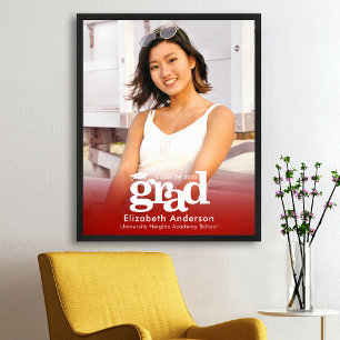 Rood Afstuderen foto vet typografie minimalistisch Poster