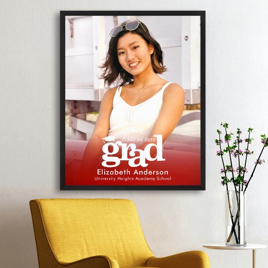 Rood Afstuderen foto vet typografie minimalistisch Poster