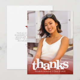 Rood afstuderen foto vet typografie modern bedankkaart