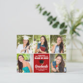Rood Afstuderen Fotocollage Modern Afstuderen Briefkaart (Staand voorkant)