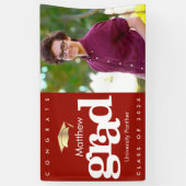 Rood afstuderen fotogoud pet gedurfd modern eenvou spandoek (Verticaal)