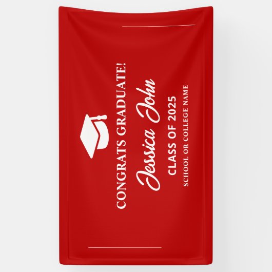 Rood afstuderen Gefeliciteerd met je afstuderen Spandoek (Verticaal)
