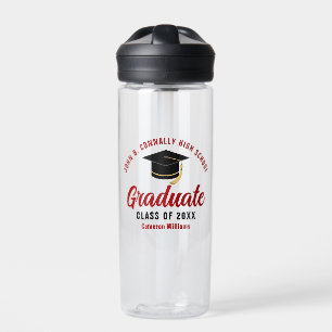 Rood Afstuderen gepersonaliseerd Afstuderen cadeau Waterfles
