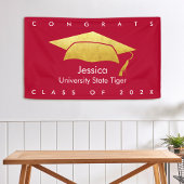 Rood Afstuderen Goud Pet Vet Modern Eenvoudige Gra Spandoek