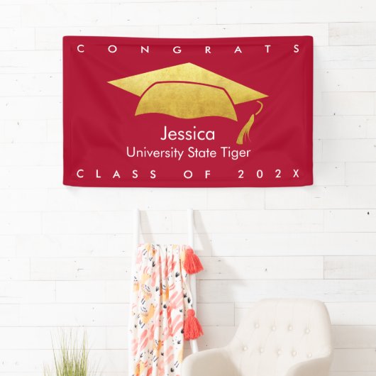Rood Afstuderen Goud Pet Vet Modern Eenvoudige Gra Spandoek (Insitu)