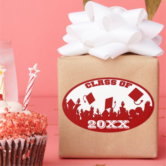 Rood Afstuderen Klasse van de Ovale Stickers van h (Feest)