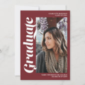 Rood afstuderen script 3 foto afstuderen kaart (Voorkant)